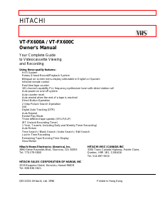 Handleiding Hitachi VT-FX600A Videorecorder