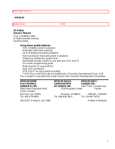 Manual Hitachi VT-F392A Video recorder