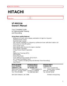 Manual Hitachi VT-MX211A Video recorder