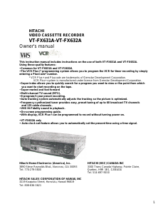 Manual Hitachi VT-FX631A Video recorder