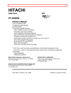 Manual Hitachi VT-UX605A Video recorder