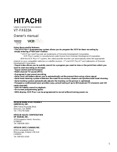 Manual Hitachi VT-FX633A Video recorder