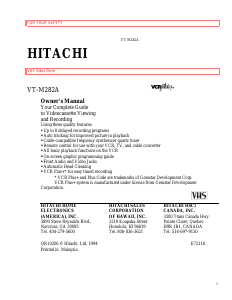 Manual Hitachi VT-M282A Video recorder