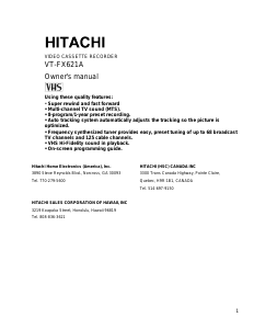 Manual Hitachi VT-FX621A Video recorder