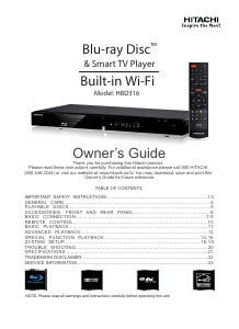 Handleiding Hitachi HBD316 Blu-ray speler