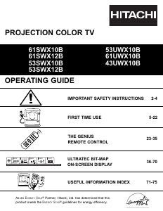 Manual Hitachi 61UWX10B Television