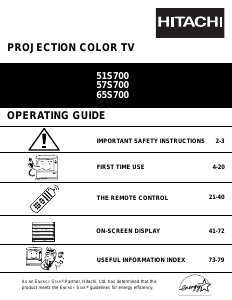 Handleiding Hitachi 57S700 Televisie