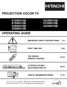 Manual Hitachi 53UWX10B Television