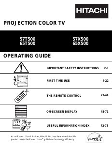 Handleiding Hitachi 57X500 Televisie