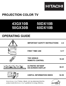 Manual Hitachi 50DX10B Television