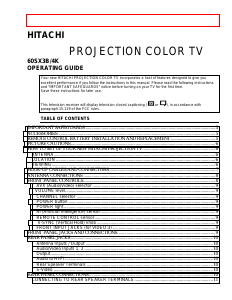 Handleiding Hitachi 60SX3B Televisie