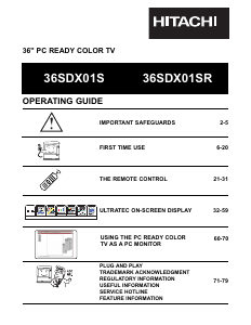 Manual Hitachi 36SDX01S Television