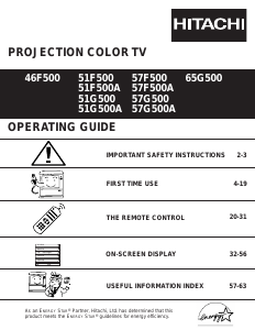 Manual Hitachi 51F500A Television