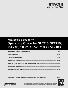 Handleiding Hitachi 57F710S Televisie