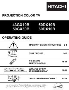 Manual Hitachi 60DX10B Television