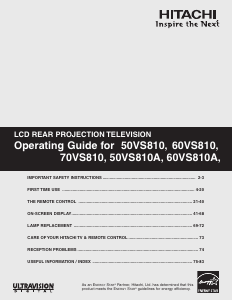 Handleiding Hitachi 60VS810A Televisie