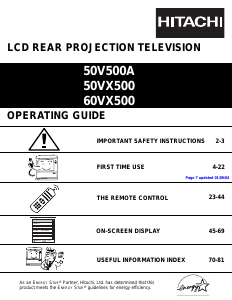 Handleiding Hitachi 50V500A Televisie