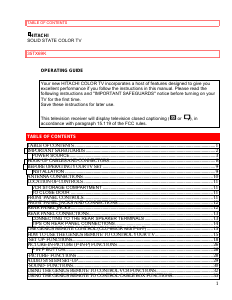 Manual Hitachi 35TX69K Television