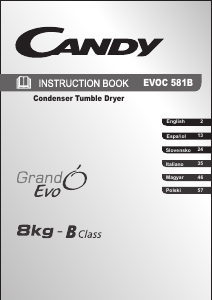 Manual de uso Candy EVOC 581NB-S Secadora