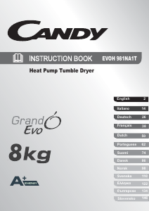 Manual Candy EVOH 981NA1T-S Máquina de secar roupa