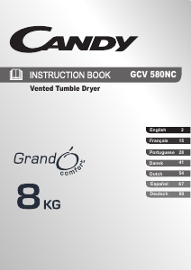 Mode d’emploi Candy GCV 580NC-S Sèche-linge