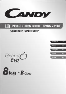 Mode d’emploi Candy EVOC 781BT-S Sèche-linge