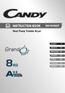 Mode d’emploi Candy GCH 981NA2T-S Sèche-linge