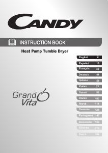 Manual Candy GVH D813A1-S Máquina de secar roupa