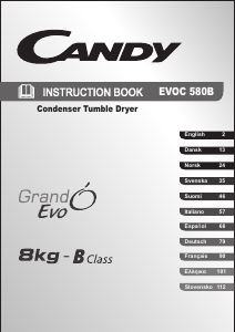 Manuale Candy EVOC 580B-S Asciugatrice