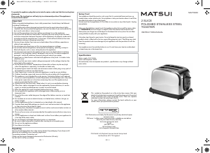 Manual Matsui M02TSS09 Toaster