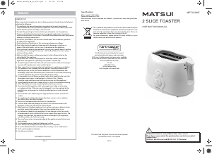 Manual Matsui MPT122WE Toaster