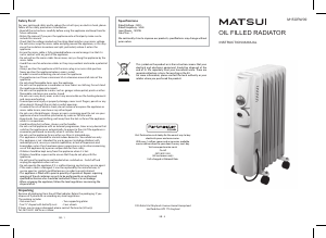 Manual Matsui M15ORW09 Heater
