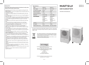 Manual Matsui MDEHU10 Dehumidifier