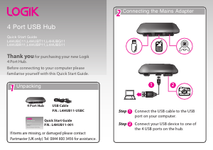 Handleiding Logik L4HUBT11 USB hub