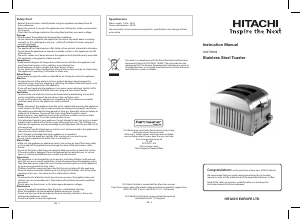 Bruksanvisning Hitachi H02TSS09 Brödrost