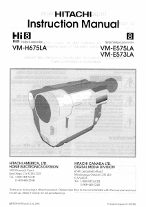 Handleiding Hitachi VM-E573LA Camcorder