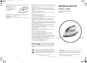 Manual Currys Essentials C10TIR10 Iron