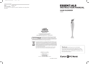 Manual Currys Essentials C24HBW10 Hand Blender