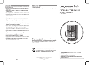 Handleiding Currys Essentials C12FCB10 Koffiezetapparaat