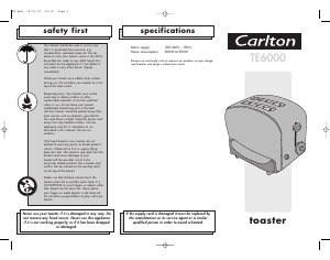 Manual Carlton TE6000 Toaster