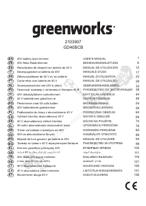 Kullanım kılavuzu Greenworks GD40BCB Çim düzeltme makinesi