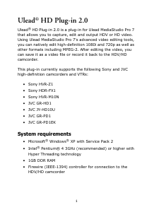 Manual Ulead HD Plug-in 2.0 (for MediaStudio Pro 7)