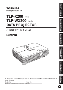 Manual Toshiba TLP-WX200 Projector