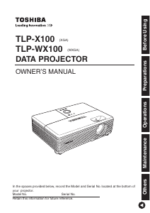 Handleiding Toshiba TLP-X100 Beamer