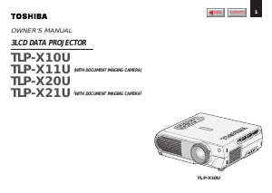 Manual Toshiba TLP-X20U Projector