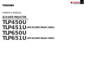 Manual Toshiba TLP-651U Projector