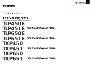 Manual Toshiba TXP-651 Projector