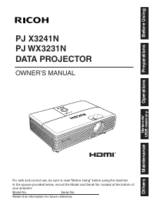 Manual Ricoh PJ X3241N Projector