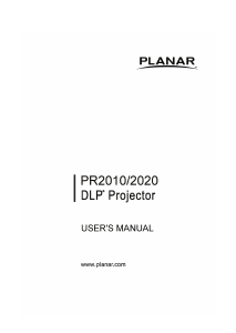 Manual Planar PR2010 Projector