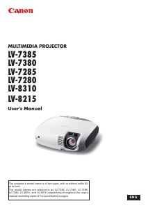 Manual Canon LV-8215 Projector
